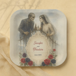 Gothic paar Zombie Halloween bruiloft Papieren Bordje