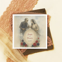 Gothic paar Zombie Halloween bruiloft Servet