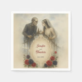 Gothic paar Zombie Halloween bruiloft Servet (Voorkant)