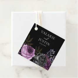 Gothic Paars and Black Floral Wedding Bedankjes Labels