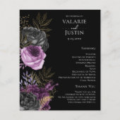 Gothic Paars and Black Floral Wedding Programme (Voorkant)