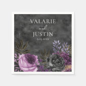 Gothic Paars and Black Floral Wedding Servet (Voorkant)