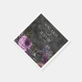 Gothic Paars and Black Floral Wedding Servet (Hoek)