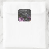 Gothic Paars and Black Floral Wedding Vierkante Sticker (Tas)