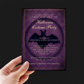 Gothic Paars Bat Halloween Costume Party Gold Folie Uitnodiging
