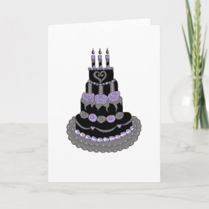 Gothic Paars Birthday Cake Kaart