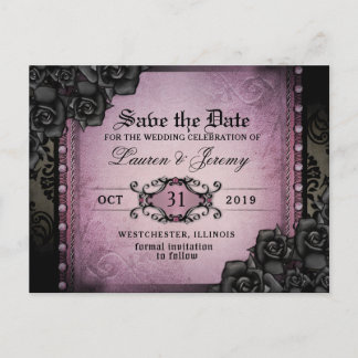 Gothic Paars & Black Halloween Save Date Briefkaar Aankondigingskaart