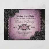 Gothic Paars & Black Halloween Save Date Briefkaar Aankondigingskaart (Voorkant)