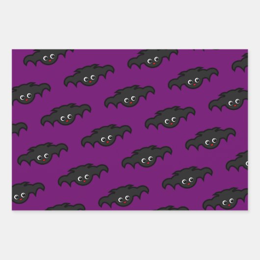 Gothic Paars Black Kawaii Bat Pattern Inpakpapier Vel (Voorkant 3)