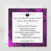 Gothic Paars, Black, White Wedding Invitation Kaart (Achterkant)