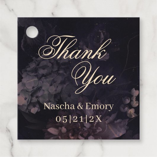 Gothic Paars Boho Elegant Wedding Bedankt Bedankjes Labels (Voorkant)