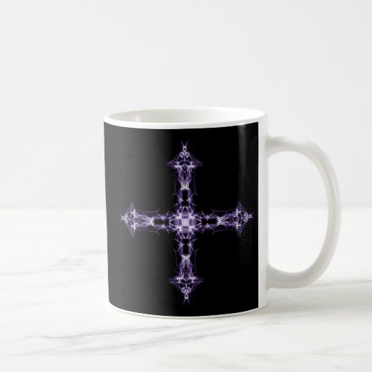 Gothic Paars Fractal Cross Koffiemok (Rechts)
