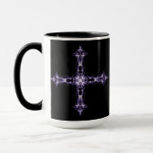 Gothic Paars Fractal Cross Mok (Links)