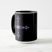 Gothic Paars Fractal Cross Mok (Voorkant links)
