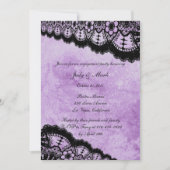 Gothic Paars Grunge Black Lace Engagement Party Kaart (Voorkant)