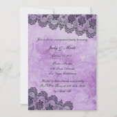 Gothic Paars Grunge Black Lace Engagement Party Kaart (Voorkant)
