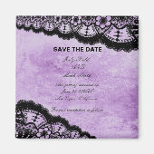 Gothic Paars Grunge Black Lace Save Date Magneet (Voorkant)