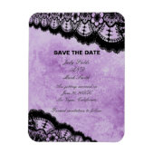 Gothic Paars Grunge Black Lace Save Date Magneet (Verticaal)