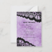 Gothic Paars Grunge Black Lace Save the Date Card Notitiekaartje (Voorkant)