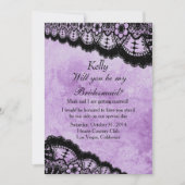Gothic Paars Grunge Black Lace Weddenschap Bridesm Kaart (Voorkant)
