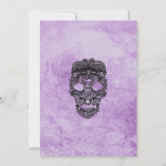 Gothic Paars Grunge Black Lace Weddenschap Bridesm Kaart (Achterkant)