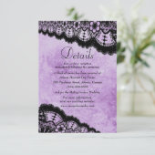 Gothic Paars Grunge Black Lace Weddenschap Details (Staand voorkant)