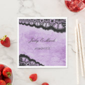 Gothic Paars Grunge Black Lace Weddenschap Paper Servet (Insitu)