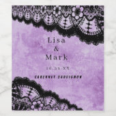 Gothic Paars Grunge Black Lace Weddenschap Wine La Wijn Etiket (Enkel label)