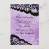 Gothic Paars Grunge Black Lace Weddenschappen Rece Informatiekaartje (Voorkant)