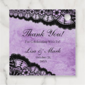 Gothic Paars Grunge Black Lace Wedding Bedankjes Labels (Achterkant)