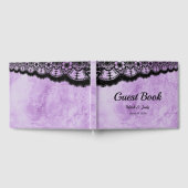 Gothic Paars Grunge Black Lace Wedding Gastenboek (Volledig)