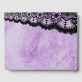 Gothic Paars Grunge Black Lace Wedding Gastenboek (Achterkant)