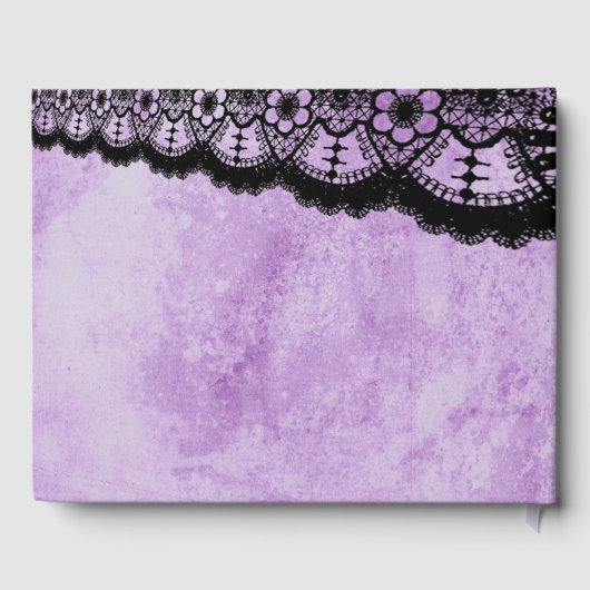 Gothic Paars Grunge Black Lace Wedding Gastenboek (Achterkant)