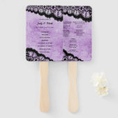 Gothic Paars Grunge Black Lace Wedding Programme Handwaaier (Voorkant en achterkant)