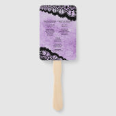 Gothic Paars Grunge Black Lace Wedding Programme Handwaaier (Achterkant)