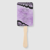 Gothic Paars Grunge Black Lace Wedding Programme Handwaaier (Voorkant)