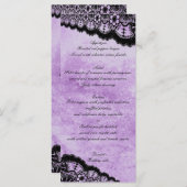 Gothic Paars Grunge Zwart Kant Trouw Menu (Voorkant / Achterkant)