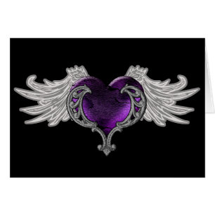 Gothic Paars hart met Angel Wings