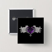 Gothic Paars hart met Angel Wings Button (Voorkant /achterkant)