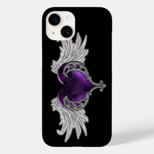 Gothic Paars hart met Angel Wings Case-Mate iPhone 14 Hoesje