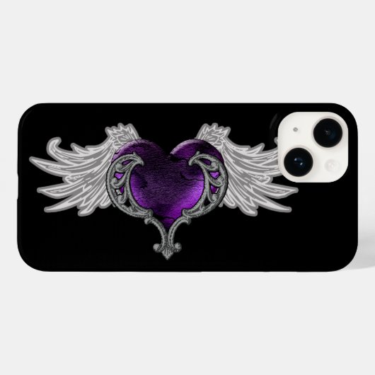 Gothic Paars hart met Angel Wings Case-Mate iPhone Case (Achterkant (horizontaal))