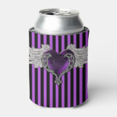 Gothic Paars hart met Angel Wings Koelbox Blikjeskoeler (Blikje Voorkant)