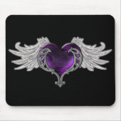 Gothic Paars hart met Angel Wings Mousepad Muismat (Voorkant)
