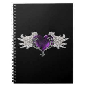 Gothic Paars hart met Angel Wings Notitieboek