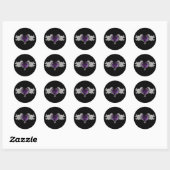 Gothic Paars hart met Angel Wings Ronde Sticker (Vel)