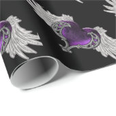 Gothic Paars hart met Angel Wings Wrapping Paper Cadeaupapier (Rol Hoek)