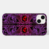 Gothic Paars Ornament met hart iPhone 7 Hoesje (Achterkant (horizontaal))