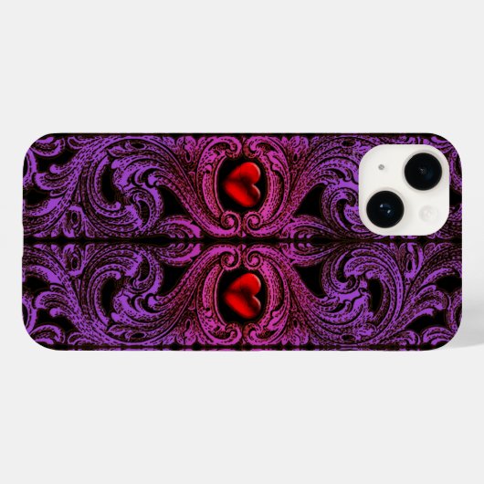 Gothic Paars Ornament met hart iPhone 7 Hoesje (Achterkant (horizontaal))
