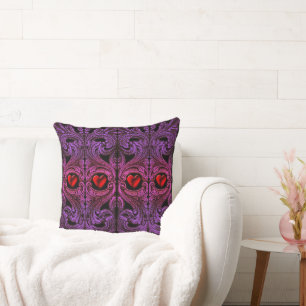 Gothic Paars Ornament met hart Sierkussen