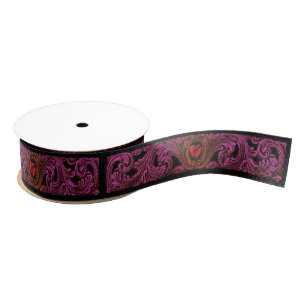 Gothic Paars Ornament met hartlint Grosgrain Lint